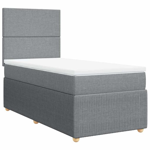 vidaXL Sommier à lattes de lit et matelas Gris clair 90x190 cm Tissu