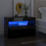 vidaXL Table de chevet avec lumières LED noir brillant 60x35x40 cm