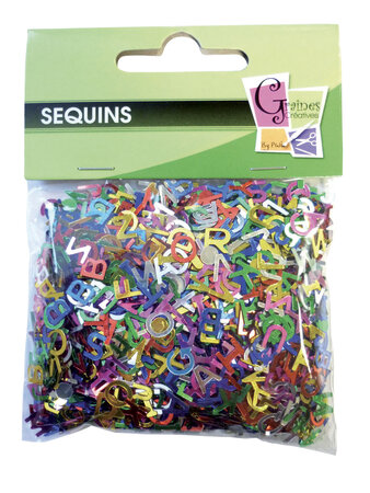 Paillettes sequin alphabet coloris assortis 15gr