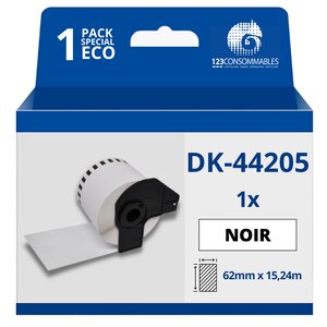 Étiquettes amovibles compatibles Brother DK44205 - Largeur 62 mm x 15 24 m