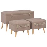 Tabourets de rangement 3 pièces marron tissu 02_0010887