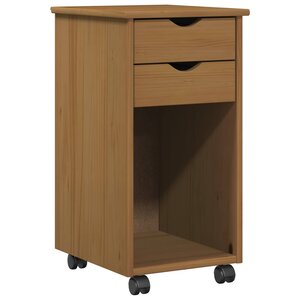 vidaXL Cabinet roulant 34 x 39 x 65 5 cm Pin massif Brun Miel