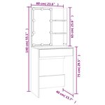 vidaXL Coiffeuse avec LED sonoma gris 60x40x140 cm