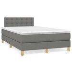 vidaXL Sommier à lattes de lit avec matelas gris foncé 120x190cm tissu