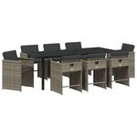 vidaXL Ensemble de salle à manger pour jardin 9 pc Gris polyrotin