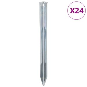 vidaXL Piquets de tente 24 Pièces 22 cm Ø20 mm acier galvanisé