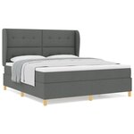 Lit Box Spring vidaXL avec matelas - Gris foncé  180x200 cm  Tissu