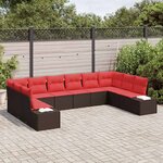 vidaXL Ensemble de canapé de jardin 10 Pièces Marron polyrotin