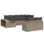 vidaXL Salon de jardin avec coussins 10 Pièces gris clair résine tressée