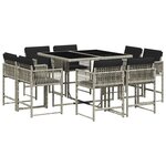 vidaXL Ensemble à manger de jardin et coussins 9 Pièces gris clair rotin