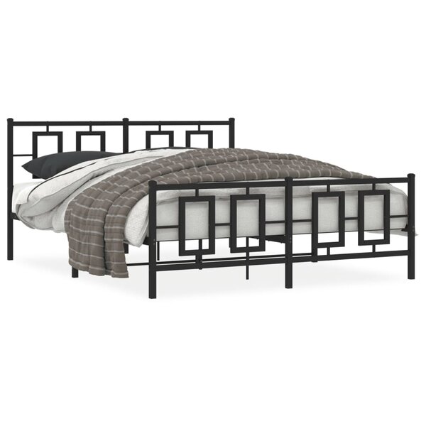 vidaXL Cadre de lit métal sans matelas avec pied de lit noir 160x200cm