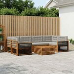 vidaXL Ensemble de canapés d'extérieur 7 Pièces Naturel et gris clair