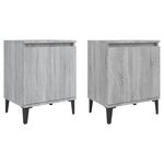 vidaXL Tables de chevet avec pieds en métal sonoma gris 40x30x50 cm