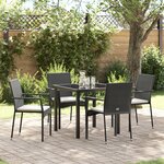 vidaXL Ensemble de Salle à Manger de Jardin 5 Pièces avec Coussins Noir Poly Rotin