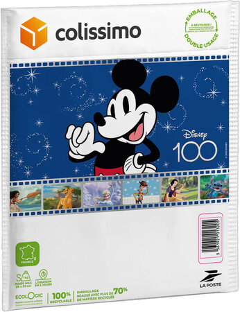 Colissimo Prêt-à-Envoyer France - Pochette souple double usage 1 kg - Edition limitée Disney - 100 ans d'histoires à partager