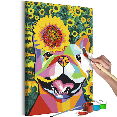 Tableau à peindre par soi-même - happy bulldog l x h en cm 40x60