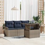 vidaXL Ensemble de canapé de jardin avec coussin 5 Pièces Gris Poly rotin
