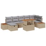 vidaXL Ensemble de canapé de jardin 8 Pièces Beige polyrotin