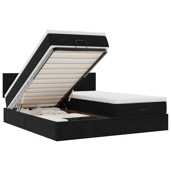 VidaXL Cadre de lit ottoman avec matelas noir 180x200cm velours