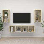 vidaXL Meubles TV muraux 4 Pièces Chêne sonoma Bois d'ingénierie