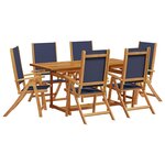 vidaXL Ensemble à manger de jardin 7Pièces bois d'acacia solide textilène