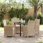 vidaXL Ensemble de salle à manger pour jardin 5 Pièces Beige polyrotin