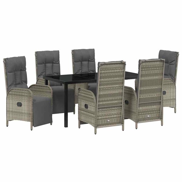 vidaXL Ensemble de salle à manger pour jardin 7 Pièces Gris Poly rotin