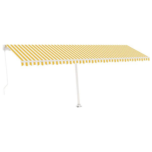vidaXL Auvent manuel rétractable sur pied 600x350 cm Jaune/Blanc