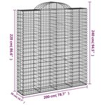 vidaXL Panier de gabions arqué 200x50x220/240 cm Fer galvanisé