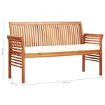 Vidaxl banc de jardin 3 places avec coussin 150cm bois d'acacia massif