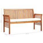 vidaXL Banc de jardin 3 places avec coussin 150cm Bois d'acacia massif