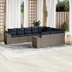 vidaXL Salon de jardin 10 Pièces avec coussins gris résine tressée