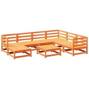 vidaXL Salon de jardin 8 Pièces marron cire bois de pin massif