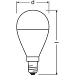 Osram ampoule led sphérique dépolie avec radiateur 8w=60 e14 chaud