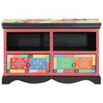 vidaXL Meuble TV Multicolore 80 x 35 x 50 cm Bois de manguier massif