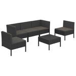 vidaXL Salon de jardin 6 Pièces avec coussins Résine tressée Noir