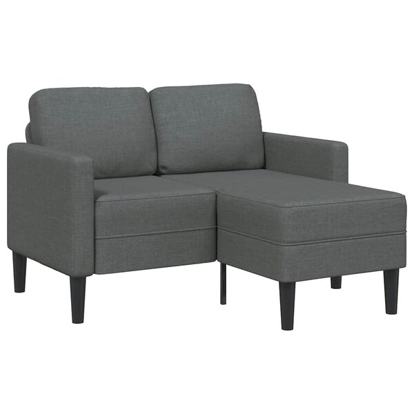 vidaXL Canapé 2 places avec méridienne en L gris foncé 125 cm tissu