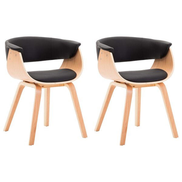 vidaXL Chaises à manger lot de 2 noir bois courbé et similicuir