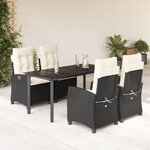 vidaXL Ensemble à manger de jardin coussins 5Pièces Noir Résine tressée