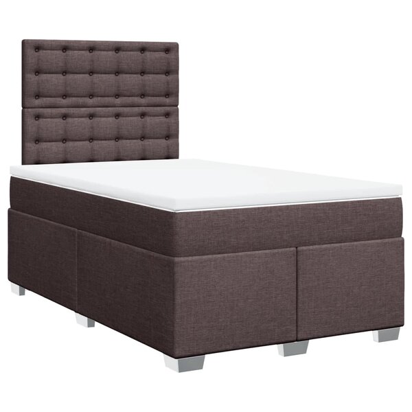 vidaXL Sommier à lattes de lit et matelas marron foncé 120x190cm tissu
