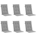 vidaXL Coussins de chaise de jardin à dossier haut lot de 6 gris tissu