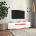 vidaXL Meuble TV avec lumières LED blanc 160x35x40 cm
