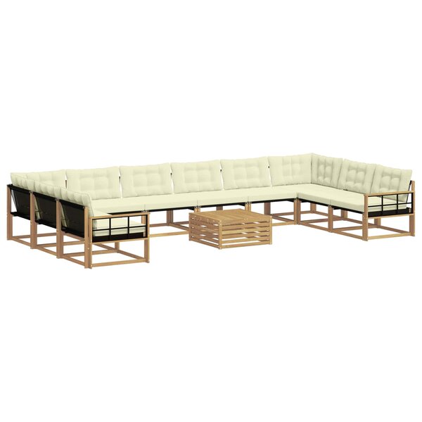 vidaXL Ensemble de canapés d'extérieur 11 Pièces Blanc et crème