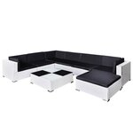 Salon de jardin meuble d'extérieur ensemble de mobilier 8 pièces avec coussins résine tressée blanc 02_0017670