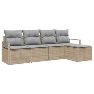vidaXL Ensemble de canapé de jardin 5 Pièces Beige Poly rotin