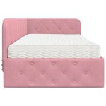 vidaXL Cadre de lit d'angle avec matelas Rose 90 x 190 cm Velours