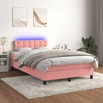 vidaXL Sommier à lattes de lit et matelas LED rose 120x190 cm velours