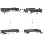 vidaXL Ensemble de bancs de jardin avec coussins 7 Pièces noir