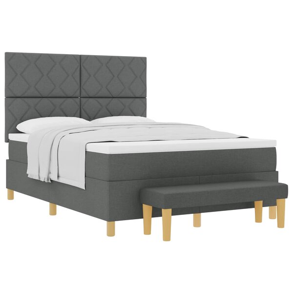 vidaXL Lit à ressorts avec coussin Gris foncé 200 x 160 cm tissu