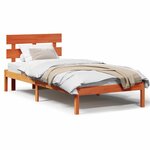 vidaXL Cadre de lit avec tête de lit marron ciré 90x190 cm en bois massif de pin